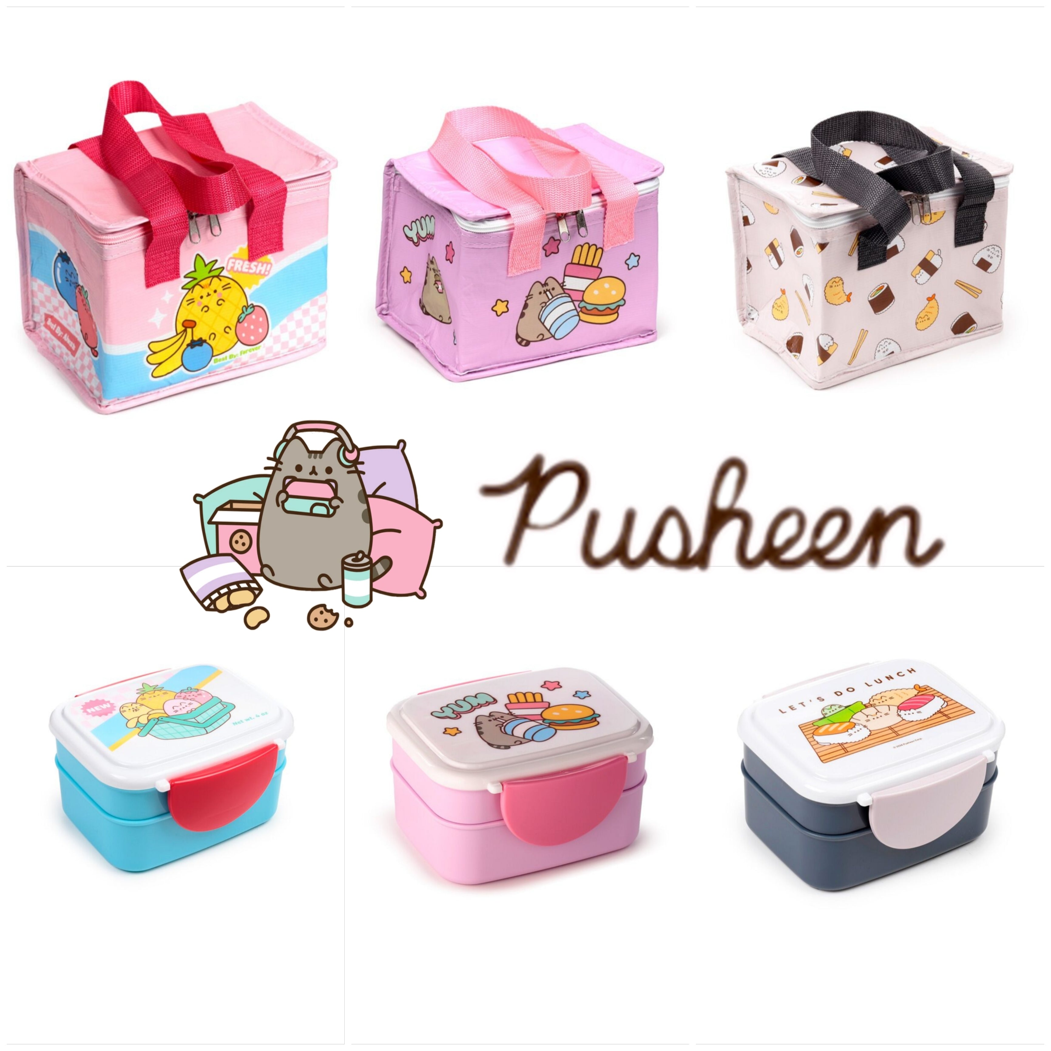 Pusheen lunch bags and bento boxes